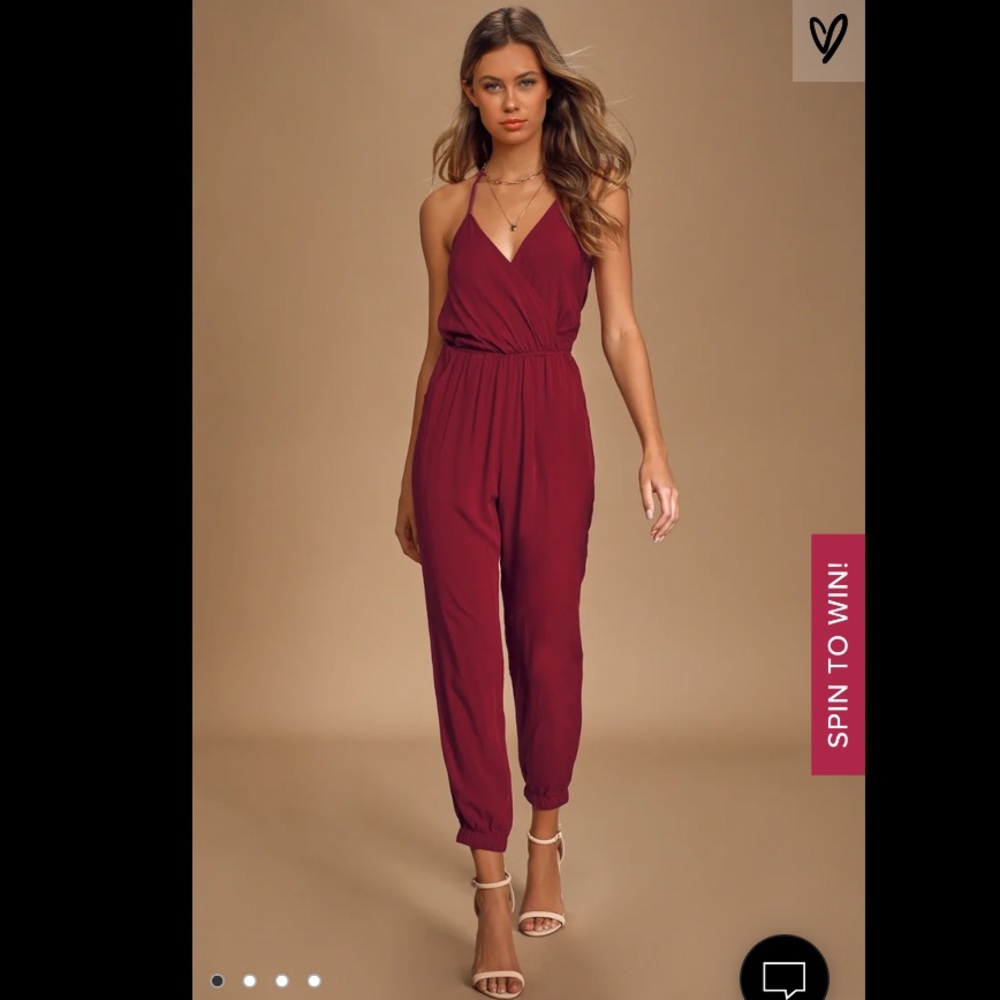 Lulus Burgundy Halter Jumpsuit
